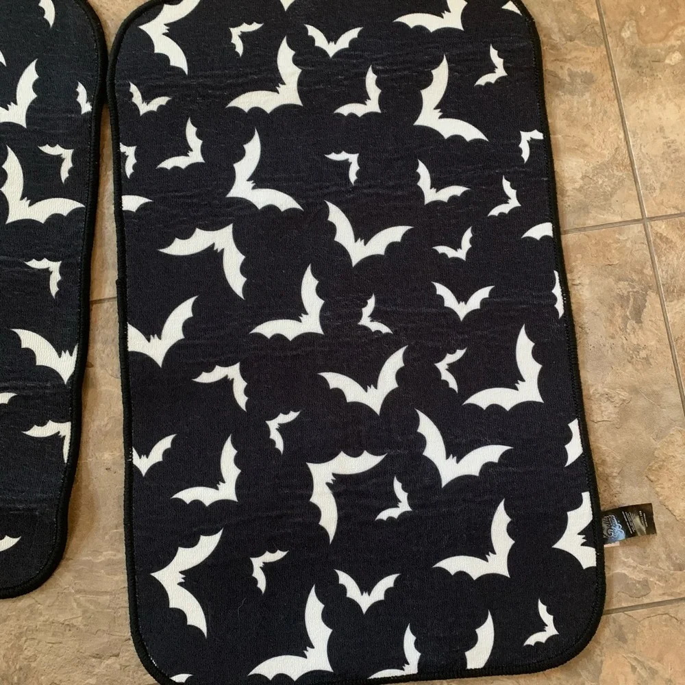 Dolls Kill Black Bats Bath Shower Rugs Set Duo NWT